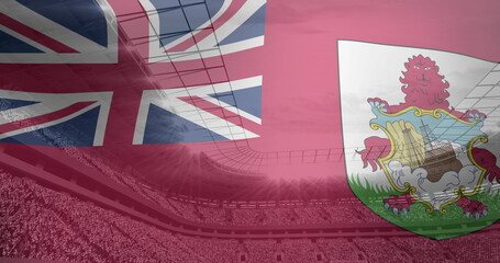 Fototapeta premium Image of flag of bermuda over sports stadium