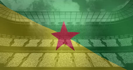 Fototapeta premium Image of flag of guiana over sports stadium