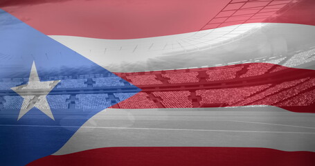 Image of flag of cuba over sports stadium