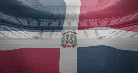 Fototapeta premium Image of flag of dominican republic over sports stadium