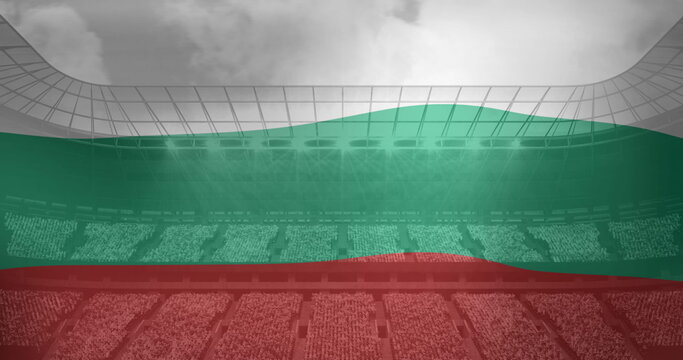 Naklejki Image of flag of bulgaria over sports stadium