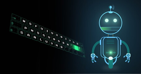 Image of ai chatbot icon and data processing