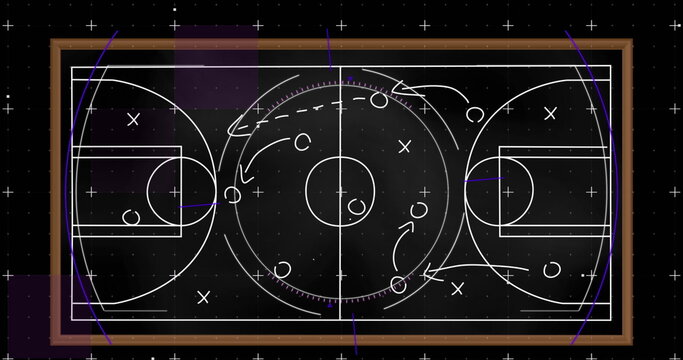 Image of tactical football game plan on blackboard