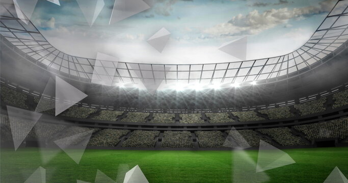 Image of shapes moving over stadium
