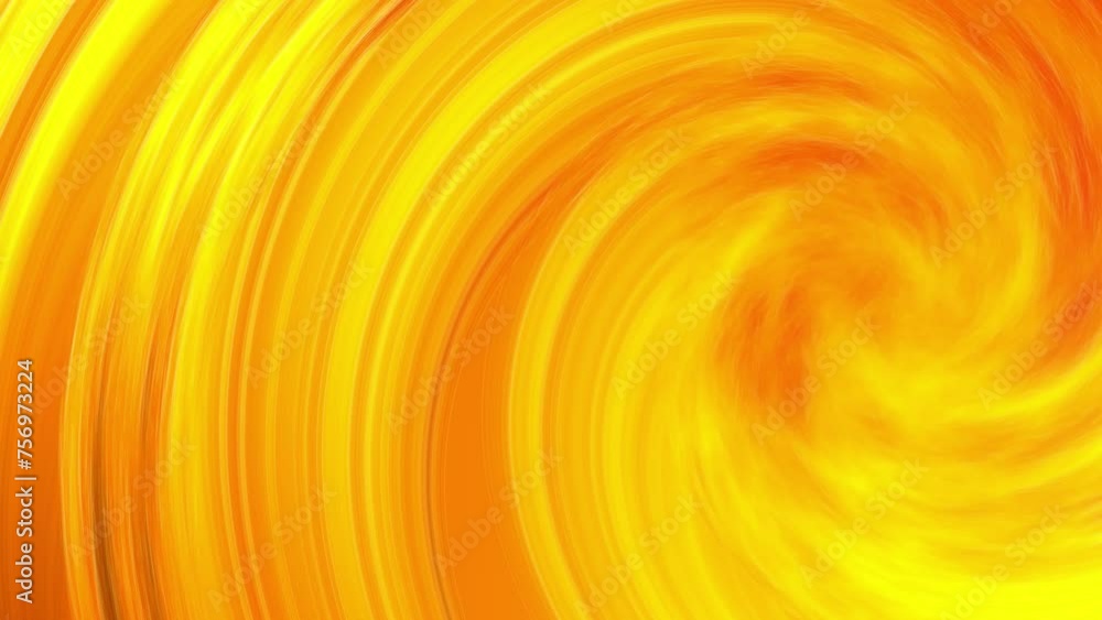 Poster rotating yellow spiral animation on the right side with caustics in the center