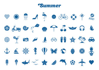 Set of 50 summer icons. Vector Illustration. © NK DigitStore