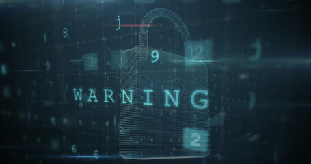 Image of digital interface with security padlock over dark background
