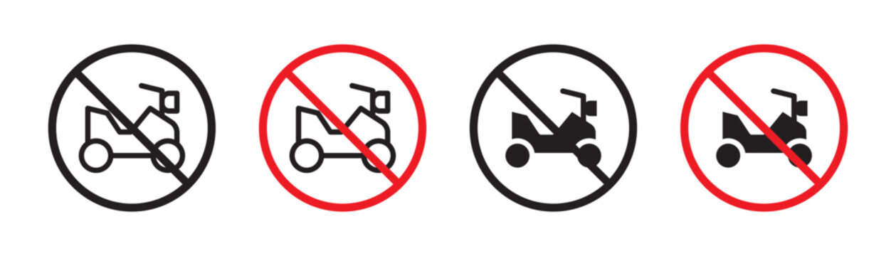 No All Terrain Vehicle Sign Vector Icon Set. Off-Road Use Prohibition Emblem vector symbol for UI design.