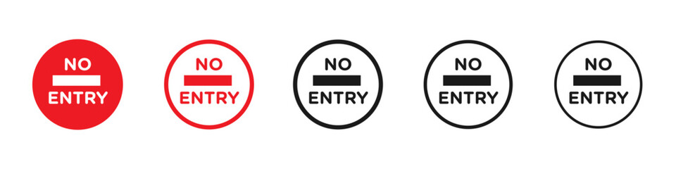 Access Denied Roadway Vector Icon Set. Street Entrance Blockade vector symbol for UI design.