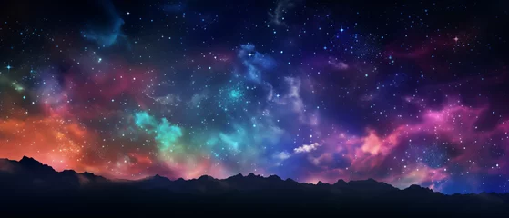 Foto op Canvas Colorful stars and space background panorama universe © Ashley