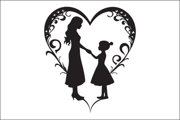  A Mother's Embrace
 Motherhood Silhouette
 Mom and Child Silhouette
Silhouette of Mother and Child
