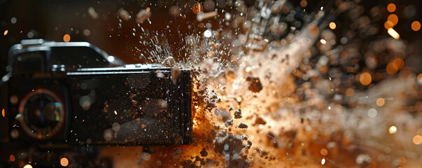 Shutter release captured in a moment of action, emphasizing precision and control in photography