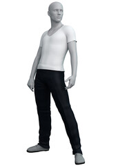 3D Rendered Male mannequin in white shirt