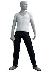 3D Rendered Male mannequin in white shirt