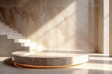 A minimalist podium that celebrates the beauty of marble