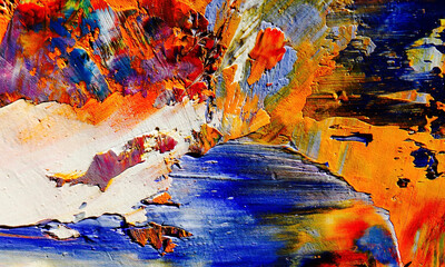 Colorful abstract background wallpaper. Modern motif visual art. Mixtures of oil paint. Trendy hand painting canvas. Wall decor and Wall art prints Idea. 3D Texture. Art object	