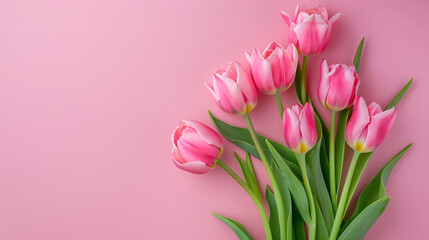 Tulips flower on pink background with beautiful tulips Generated Ai