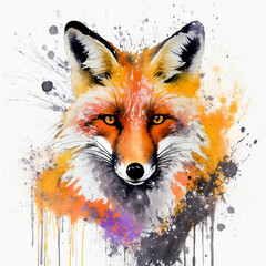 컬러 여우, a fox drawn in color ink