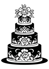 Art Nouveau wedding cake Graphic Accents, vector illustration, vintage elements	
