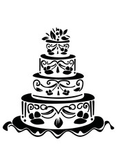 Art Nouveau wedding cake Graphic Accents, vector illustration, vintage elements	
