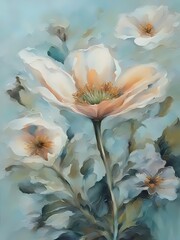 Watercolor Painting of White Flowers