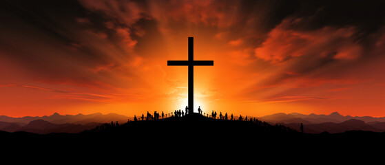 Fototapeta na wymiar Cross silhouette - sign of divine love for humanity.