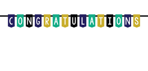 congratulation lettering with celeberation flags