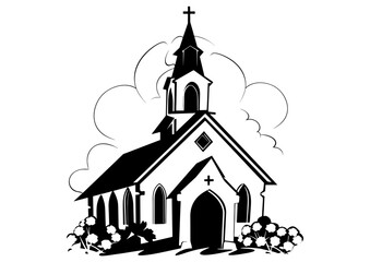 Art Nouveau Church and Capel Graphic Accents, line separators, vector illustration, vintage elements	
