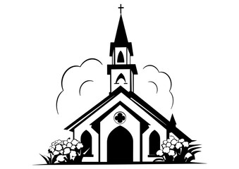 Art Nouveau Church and Capel Graphic Accents, line separators, vector illustration, vintage elements	
