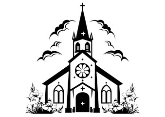 Art Nouveau Church and Capel Graphic Accents, line separators, vector illustration, vintage elements	
