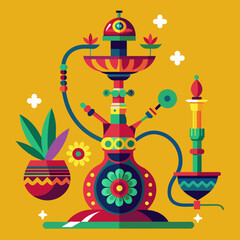 Fototapeta na wymiar Hookah flavor vector images in the Mexican style