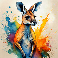 컬러 캥거루, a kangaroo drawn in color ink