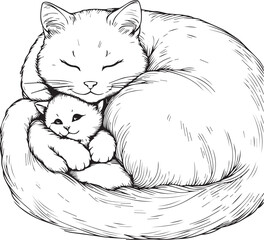 Hand drawn cat outline illustration