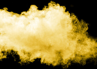 Yellow smoke isolated black background - 756980495