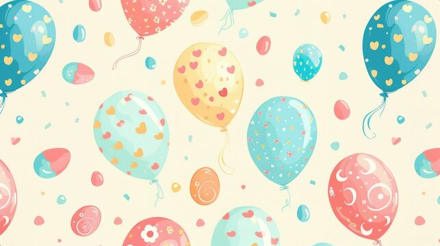 Pastel Balloons Doodle, A Whimsical Pattern Capturing The Spirit Of Easter Parade