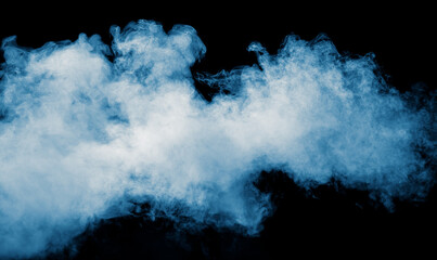Blue smoke isolated black background - 756980656