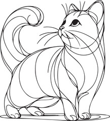 Hand drawn cat outline illustration