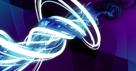Image of wavy lights on blue and black background