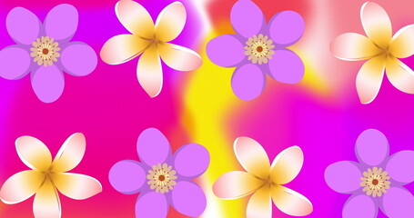 Image of flower icons over colourful background
