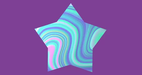 Papier Peint photo autocollant Vague abstraite Image of star shape over moving colourful background