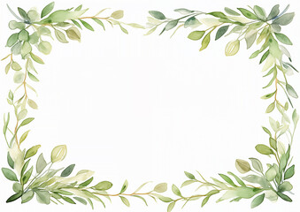 Obraz premium watercolor horizontal vine frame border decoration elements - wedding card invitation illustration design asset.