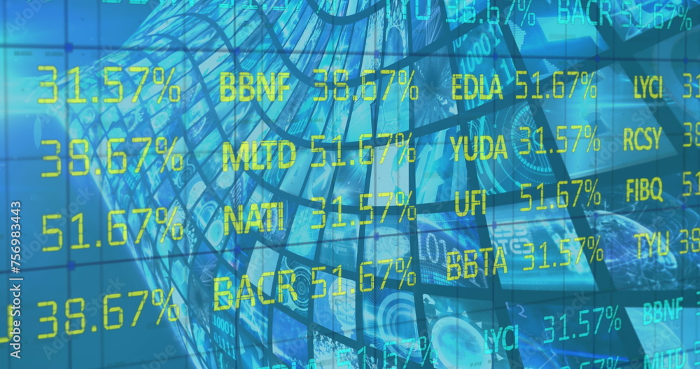 Poster image of stock data moving over multiple screens