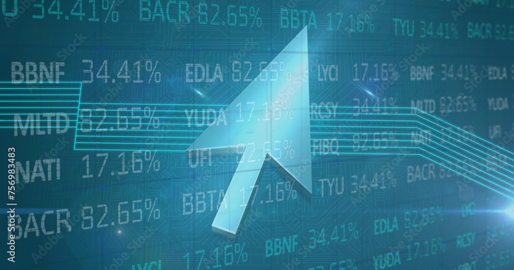 Poster Image of a cursor with stock data floating