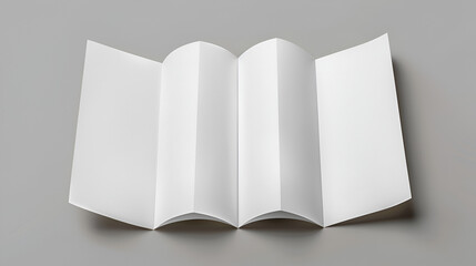Blank White Tri-Folded Brochure Mockup - Clean and Professional Template for Presentations and Designs, Open Book Layout, Generative AI

