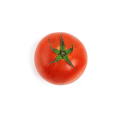 Tomato, red and vegetable with natural nutrition, healthy food or eating on a white studio background. Top view of raw organic fruit, produce or vegan meal with snack for sustainability on mockup