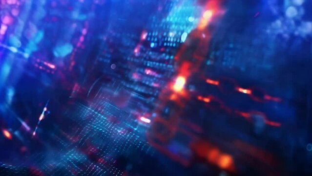 A holographic visualization of smart contracts exeing automatically and securely showcasing the automation and efficiency of blockchain technology.