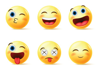 Emoji Smiley Face cartoon set with different expression