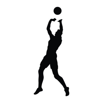 Volleyball player. Silhouettes of people playing volleyball on a white background. Graphic images for designers and for decorating their work. Vector illustration.