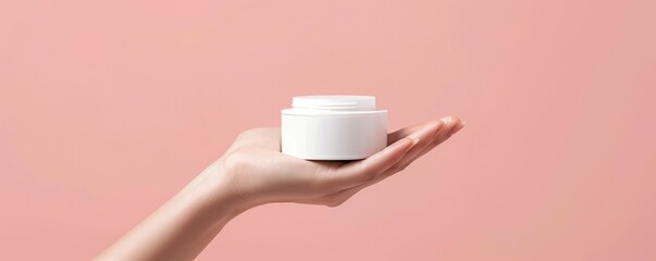 Fototapeta na wymiar Blank white jar of cream mock up, cosmetic and skin care concept
