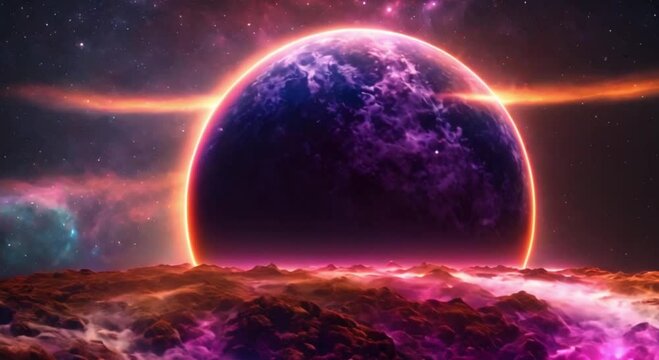 Amazing 3D planets, galaxy background